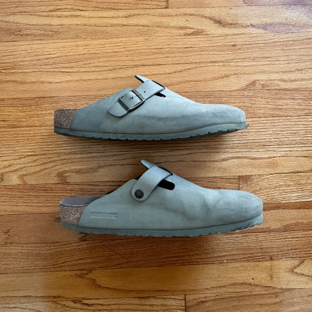 Birkenstock Boston Soft Footbed Clogs – Taupe Suede Size 12 - Picture 2 of 5